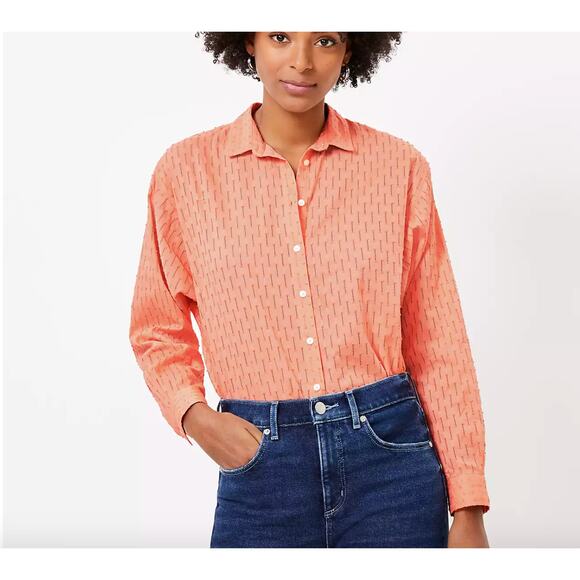 NWT LOFT Peach Relaxed Button Down Shirt - SMALL - Picture 8 of 8